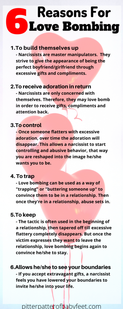Love bombing is a common in a new relationship with a narcissist. Don't ignore your uneasy feelings about this manipulation tactic by learning the signs and examples! Click now to read tips and advice about how to handle love bombing!